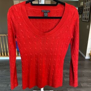 Scoop neck cable knit sweater